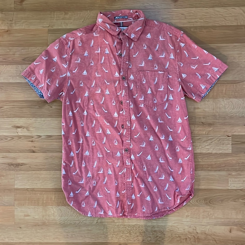 Salmon button down, size small